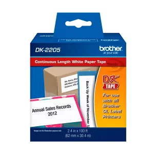 Cinta Brother DK-2205 62mm x 30m Rollo Continuo QL800, QL810W, QL820NWB