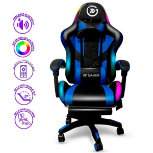 Silla Gamer DP PRO-LB luz RGB Bluetooth Color Azul